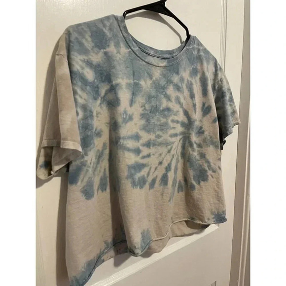 Fruit of the Loom Women's Size Large Blue & white Tie-dyed T-Shirt - Picture 2 of 8
